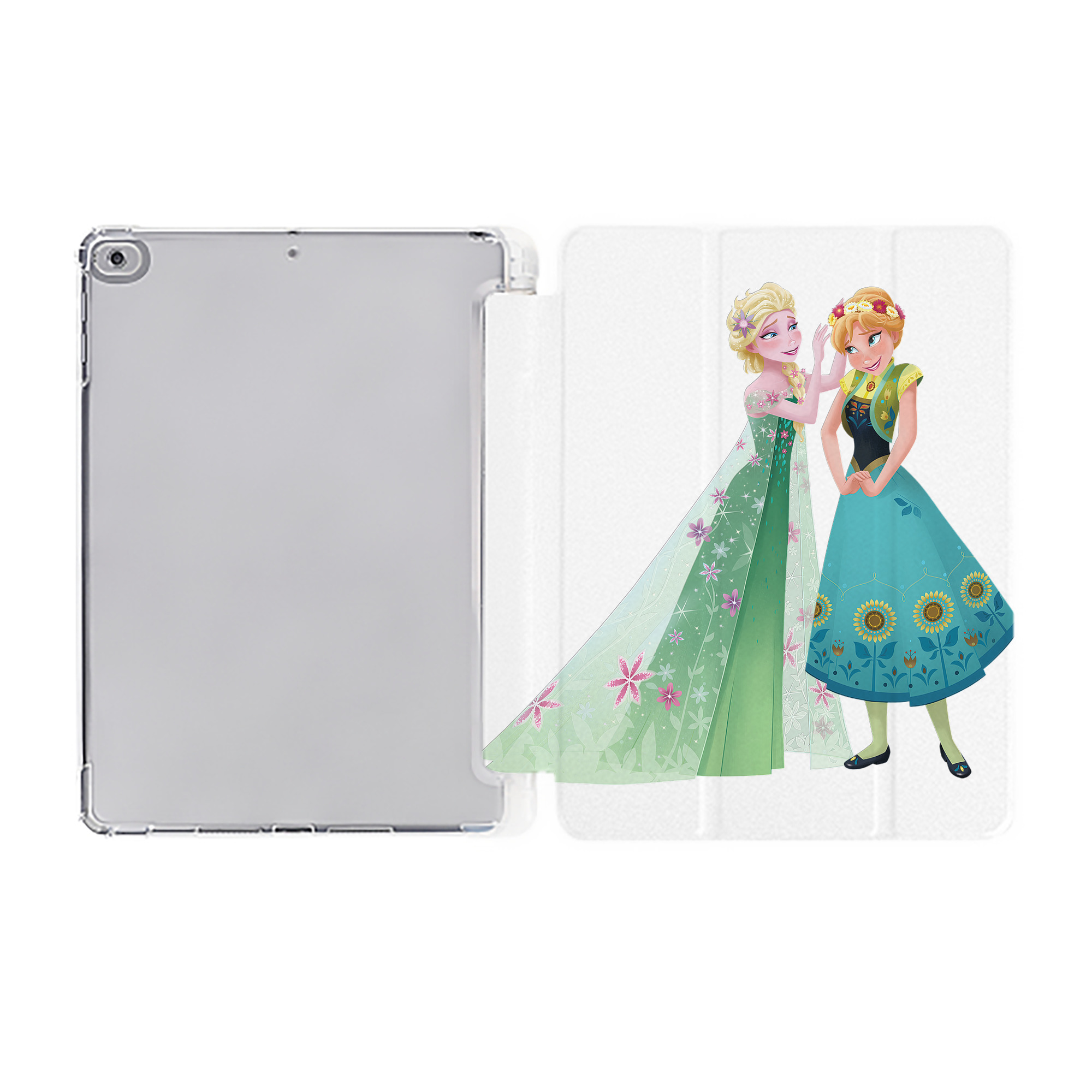 （画像用） アナと雪の女王 アンナ エルサ Frozen Anna Elsa IPad ケース ペン収納付き 三つ折りスタンド PUレザー×シリコン 対応機種9.5/10.5/10.9インチ